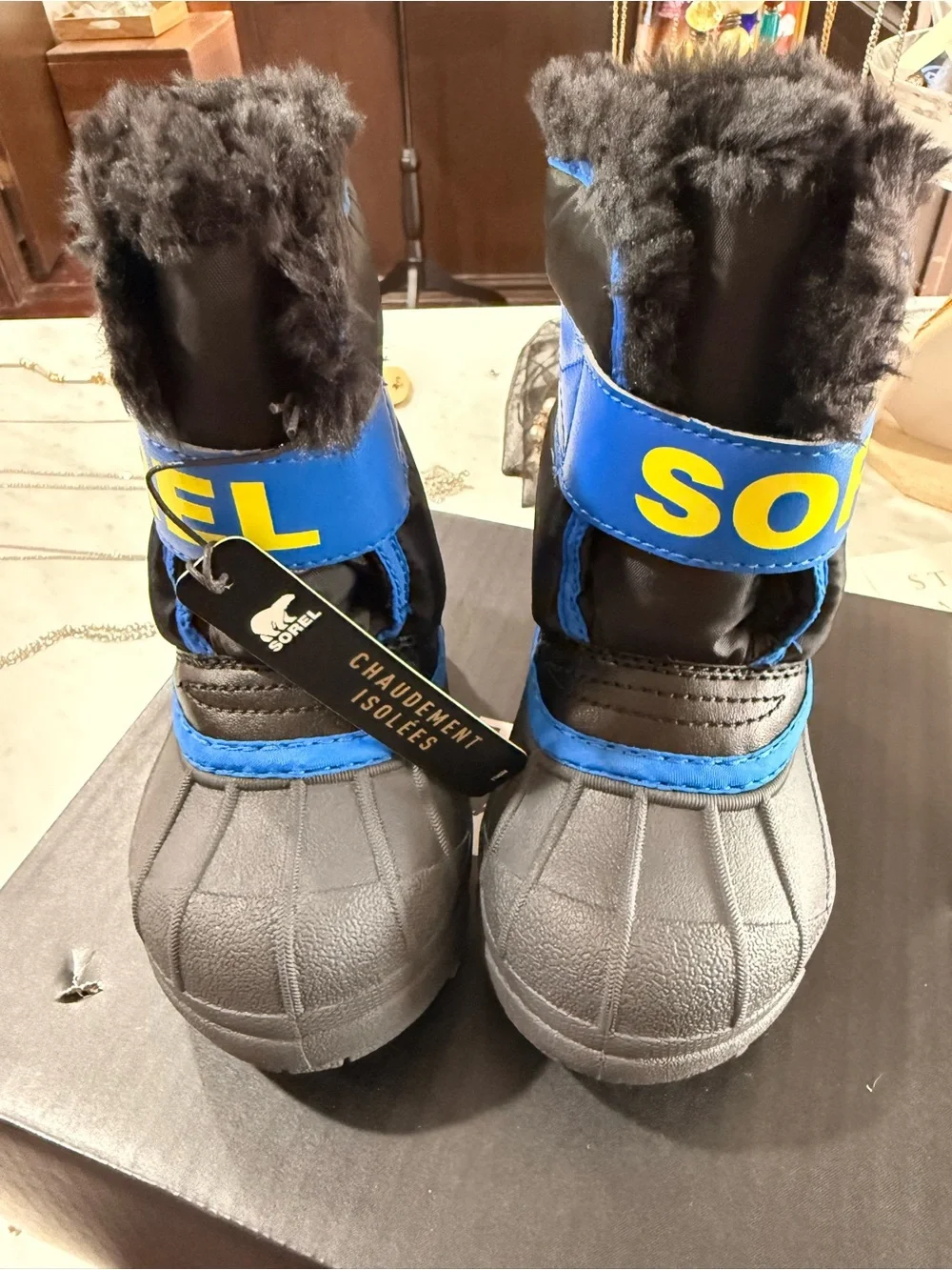 Sorel Kids Black and Blue Polar Bear Winter Boots